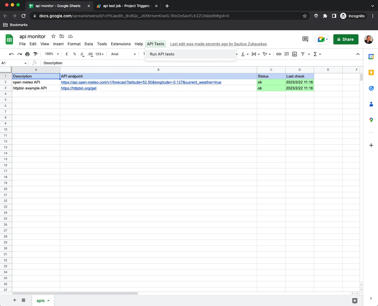 api monitoring with google sheets success api monitoring with google sheets success